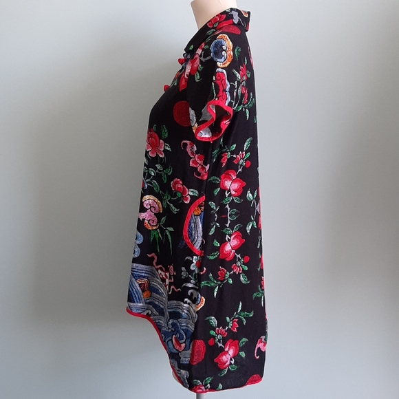 Chinese qipao floral prints loose fit mini dress - Picture 4 of 6